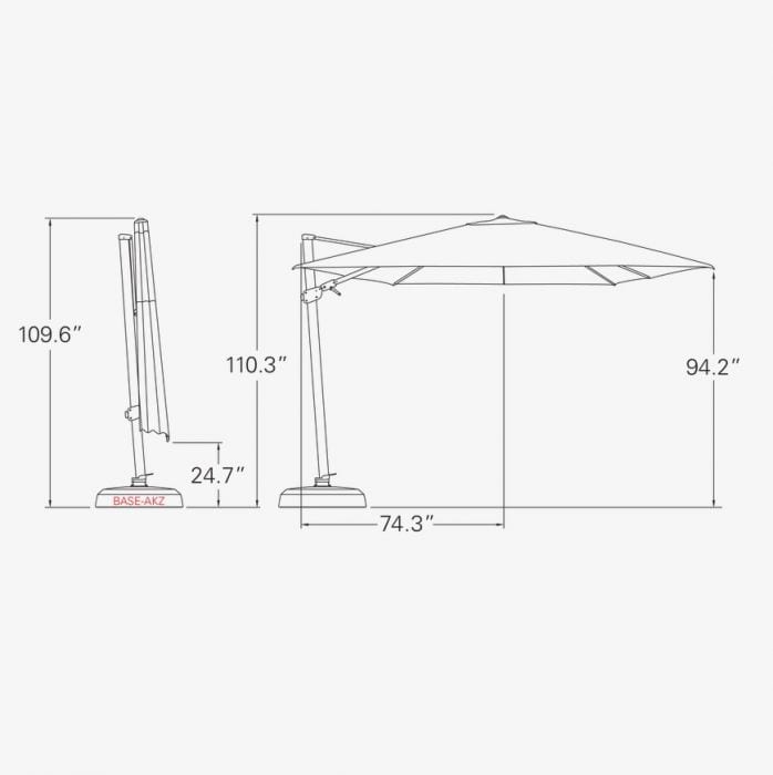 10' Sq AG25 TG Sunbrella Parasol - Black Frame