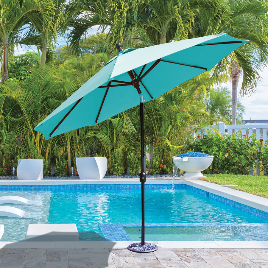 9' Round Deluxe Auto-Tilt Sunbrella Market Umbrella