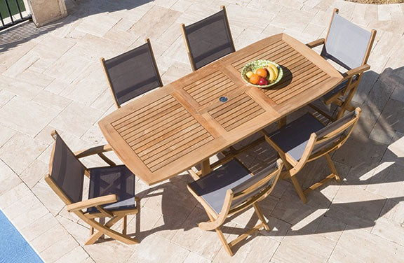 Sailmate 7pc Teak Dining Set with Single Leaf Extension Table
