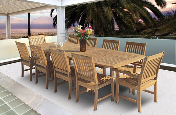 Compass 9pc Dining Set with Single Leaf Extension Table
