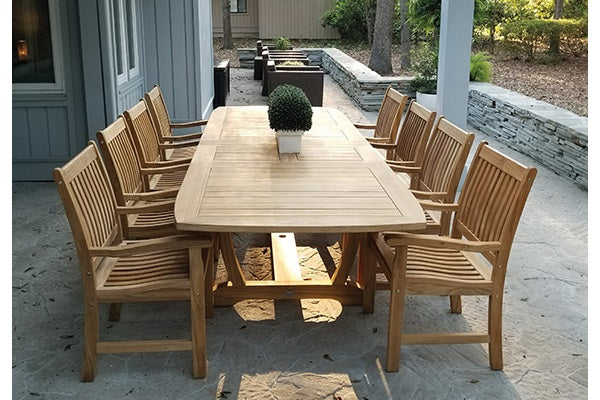 Compass 9pc Teak Dining Set with Dual Extension Table