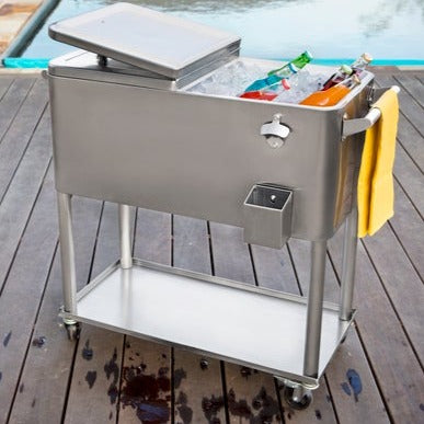 80 Quart Portable Stainless Steel Patio Cooler