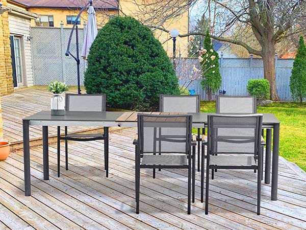 Polo 9pc Extension Dining Collection - Anthracite