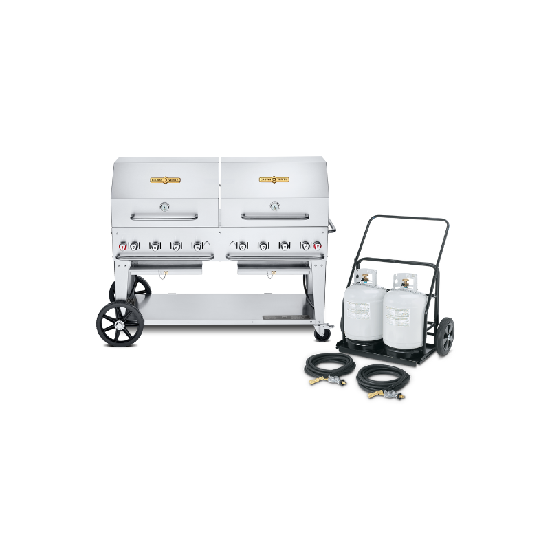 Crown Verity 60" Mobile Grill & Propane Cart Dome Package w/ Double Domes