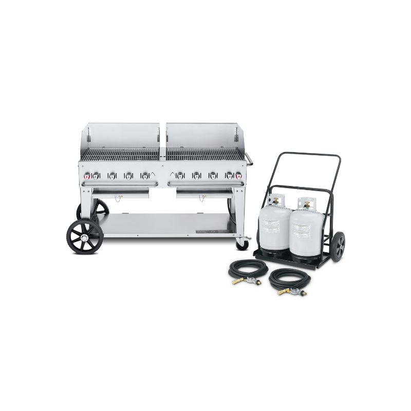 Crown Verity 60" Mobile Grill & Propane Cart Windguard Package w/ Double Windguard